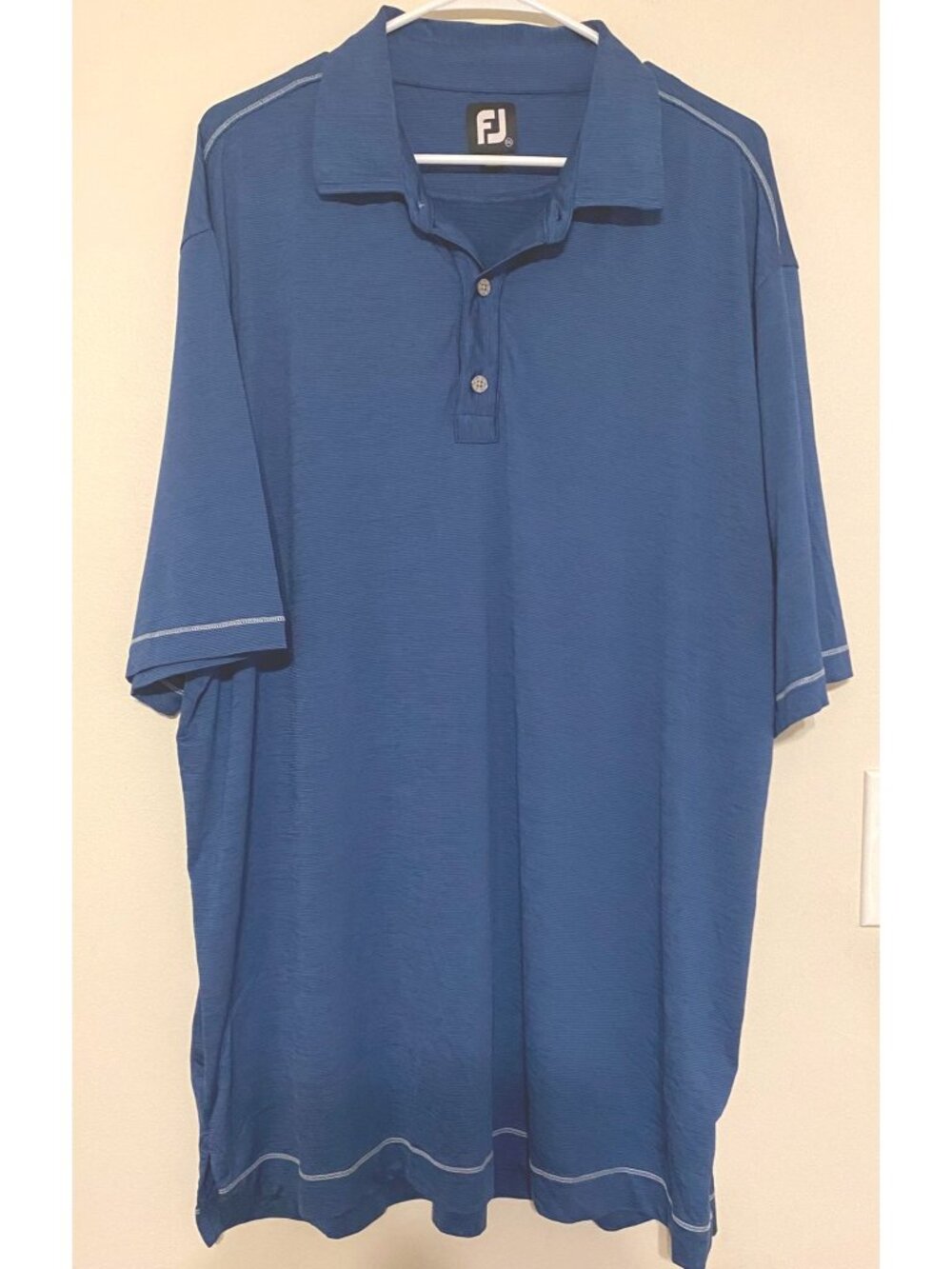 Men's Royal Blue FootJoy White Logo Piped Sleeve Golf Polo Shirt Size 2XL XXL